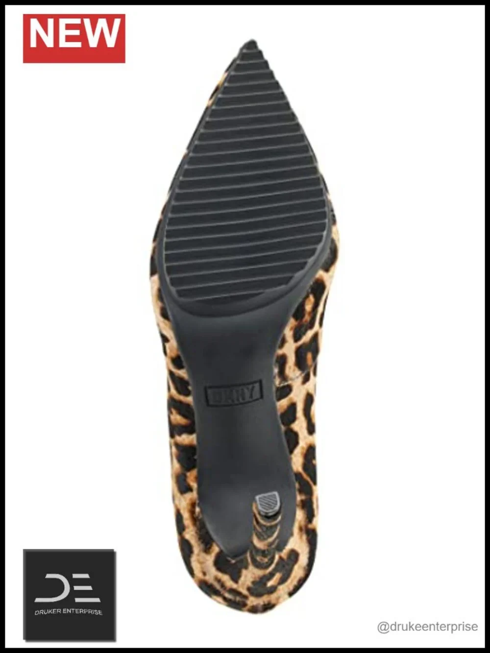 Classic Heel Slip-On Pointed Toe Leopard Hair-Calf Pump